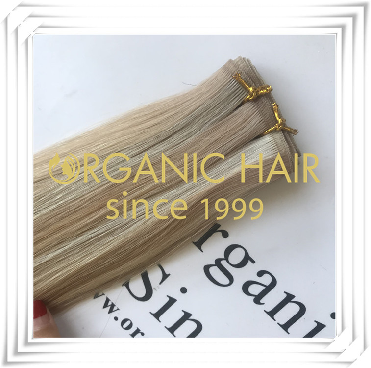 Piano color #22/60A flat weft hair extension C006
